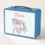 Lunch Box Cheval mignon avec des fleurs Retour à l'école fil (Dos)
