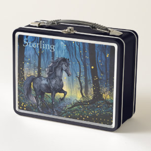 Lunch Box Cheval noir mythique École personnalisée