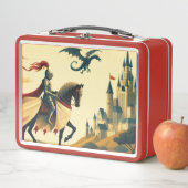 Lunch Box Chevalier médiéval/wyvern /château fantasy (En situation)