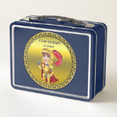 Lunch Box Chevalier or et rouge dans son armure et casque (Dos)