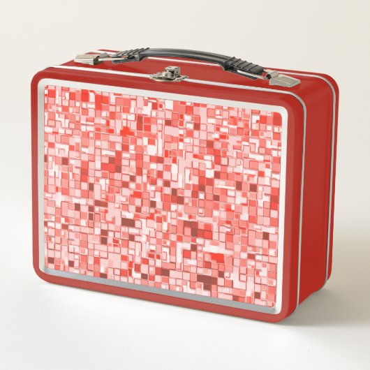 Lunch Box Chevauchement de petits carrés, tons de rouge ou d (Devant)