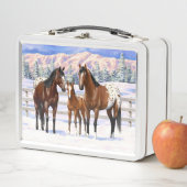Lunch Box Chevaux Appaloosa De Baie Brown En Neige (En situation)