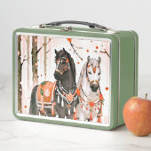 Lunch Box Chevaux dans une forêt rouge (En situation)