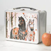 Lunch Box Chevaux dans une forêt rouge (En situation)