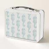 Lunch Box Chevaux de mer tropicaux, Motif hippocampe - gris (Dos)
