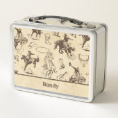 Lunch Box Chevaux de Rodéo Occidentaux Cowboy Personnalisés (Dos)