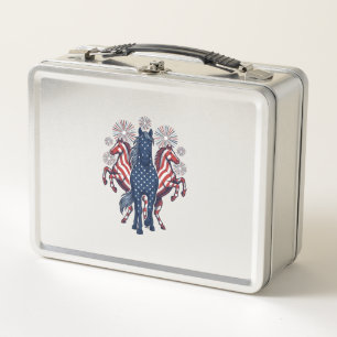Lunch Box Chevaux patriotiques Conception vectorielle de feu