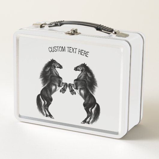 Lunch Box Chevaux sauvages noirs droits - Ajouter votre text (Devant)