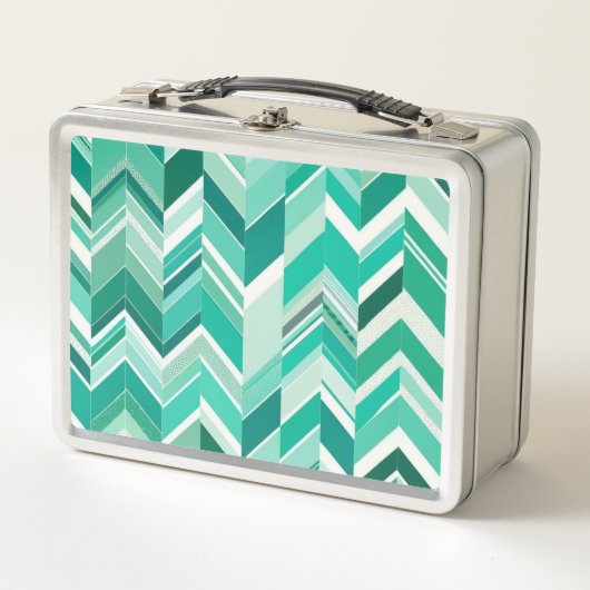 Lunch Box Chevron Turquoise et Turquoise rétro (Devant)