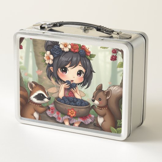 Lunch Box Chibi Fairy Eating Blackberries with Forest Friend (Dos)