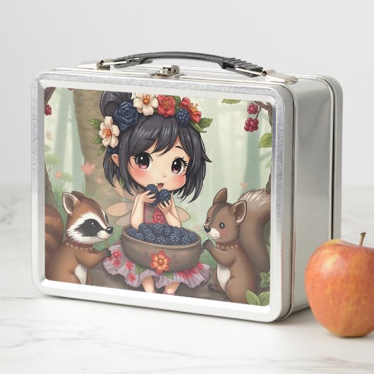 Lunch Box Chibi Fairy Eating Blackberries with Forest Friend (En situation)
