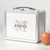 Lunch Box Chic rustique moderne Monogramme beige (En situation)