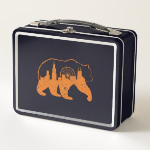 Lunch Box Chicago City Vêtement Downtown Walking Bear Silhou
