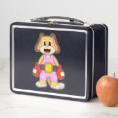 Lunch Box Chien à la boxe avec gants de boxe (En situation)