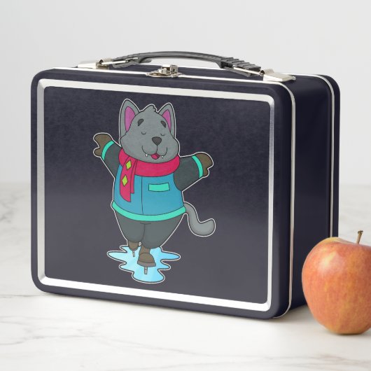 Lunch Box Chien à Patinage sur glace avec patins sur glace e (En situation)
