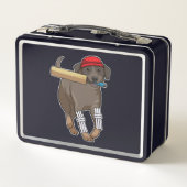 Lunch Box Chien au cricket avec batte de cricket (Dos)