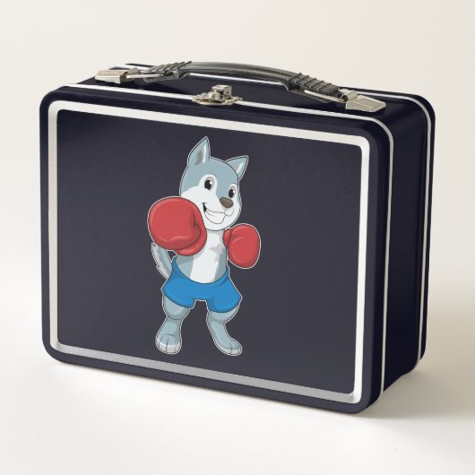 Lunch Box Chien comme boîte avec gants de boxe (Devant)