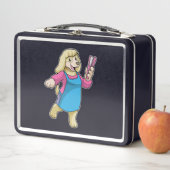 Lunch Box Chien comme coiffeur avec peigne (En situation)
