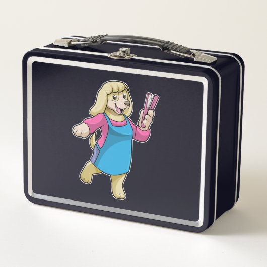 Lunch Box Chien comme coiffeur avec peigne (Devant)