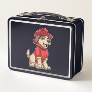 Lunch Box Chien comme pompier avec casque d'incendie