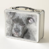 Lunch Box Chien de pitbull de peinture d'aquarelle d'effet (Dos)
