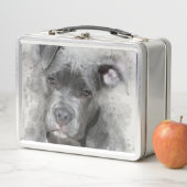 Lunch Box Chien de pitbull de peinture d'aquarelle d'effet (En situation)