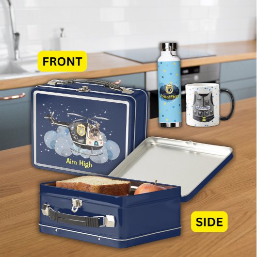 Lunch Box Chien de police mignon sur hélicoptère