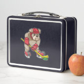 Lunch Box Chien de taureau au hockey sur glace avec bâton de (En situation)