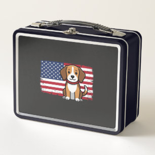 Lunch Box Chien Drapeau Américain Vectoriel Patriotique