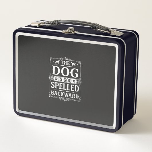 Lunch Box Chien Drôle Dieu Écrit à l'Envers (Devant)