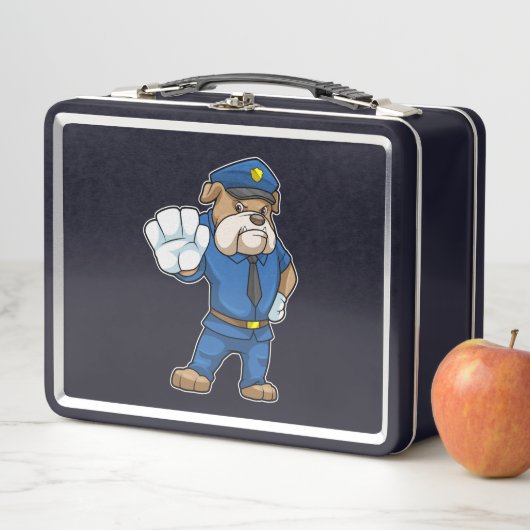 Lunch Box Chien en policier avec uniforme (En situation)