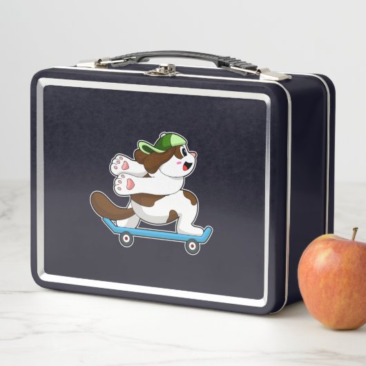 Lunch Box Chien en Skate avec Skateboard (En situation)