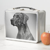 Lunch Box Chien géométrique gris (En situation)