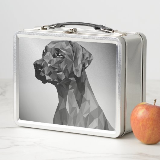 Lunch Box Chien géométrique gris (En situation)