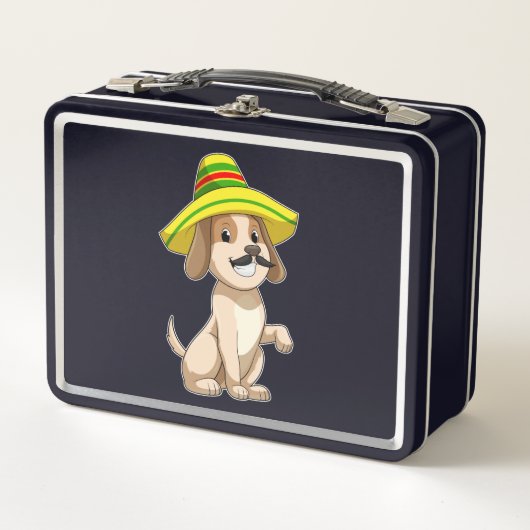 Lunch Box Chien mexicain avec casquette de paille (Devant)