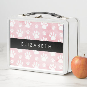 Lunch Box Chien Paws, White Paws, Aquarelles roses, Votre No