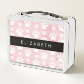 Lunch Box Chien Paws, White Paws, Aquarelles roses, Votre No (Dos)