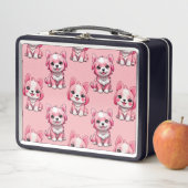 Lunch Box Chien rose Motif design - Rose (En situation)