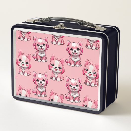 Lunch Box Chien rose Motif design - Rose (Devant)