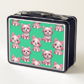 Lunch Box Chien rose Motif design - Vert (Dos)