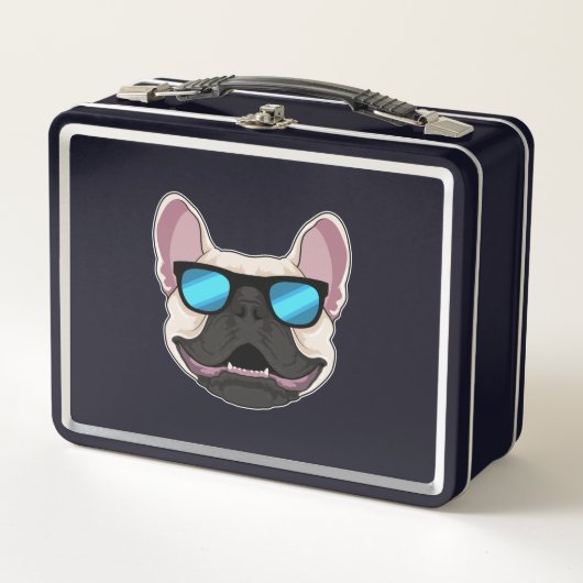 Lunch Box Chien-taureaux français avec lunettes de soleil (Devant)