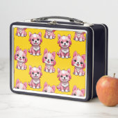 Lunch Box Chiens roses mignons - Jaune (En situation)