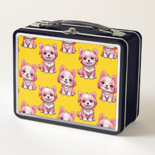 Lunch Box Chiens roses mignons - Jaune