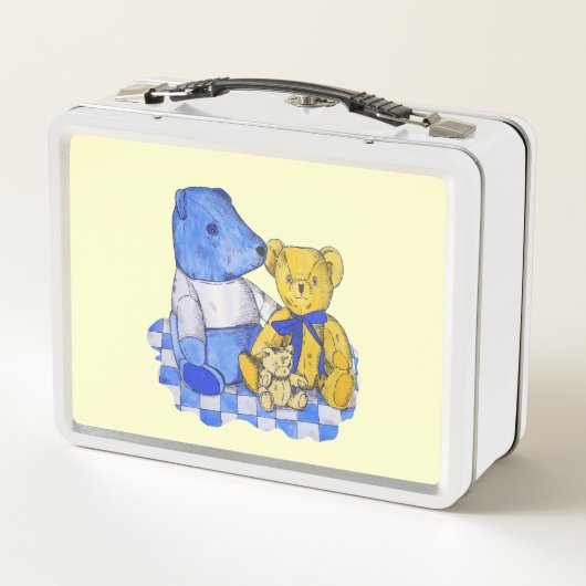 Lunch Box chiffon de pique-nique à chèque bleu avec trois no (Dos)