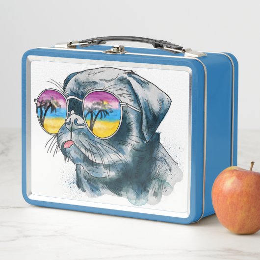 Lunch Box Chiot tropical d'aquarelle (En situation)