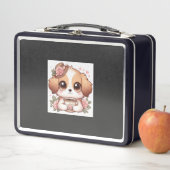Lunch Box Chiot vintage avec du thé (En situation)