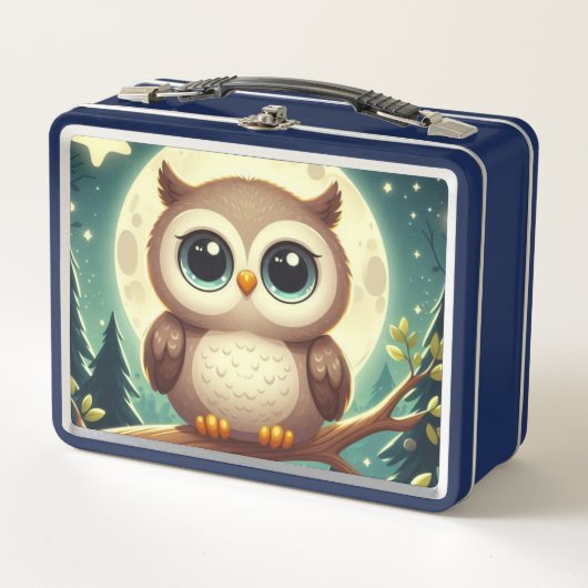 Lunch Box Chouette bébé la nuit avec lune (Devant)