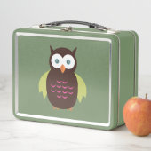 Lunch Box Chouette Brown et verte (En situation)