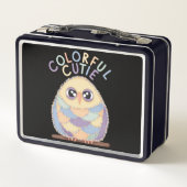 Lunch Box Chouette Colorée Vibrante avec Texte (Dos)