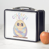 Lunch Box Chouette Colorée Vibrante avec Texte (En situation)